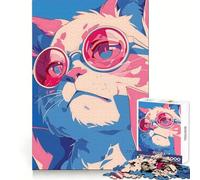 Cool Cat in Sunglasses 1000 Pieces Puzzles for Teenagers Sharp Thinking, Accurate Cut, Fun Activity, Art Decor (50x75cm)