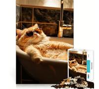 Cool Cat in The Sink Adult Jigsaw Puzzle1000 Pieces Brain Think, Sharp Detail, Real Challenge, Home Accent (50x75cm)