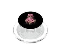 Cool Cat Pink Ribbon October Awareness Donut Design PopSockets PopGrip for MagSafe