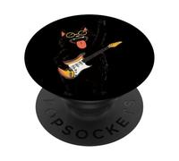 Cool Cat Playing Guitar Funny Design for Music Lovers PopSockets Adhesive PopGrip