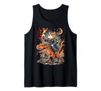 Cool Cat Riding a T-Rex with Drink Tank Top