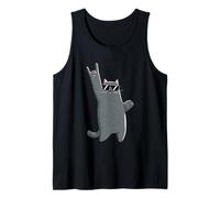 Cool Cat Rock On Funny Cat Lover Animal Graphic Gray Hand Tank Top