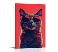 Cool Cat Waterproof Canvas Poster Wall Art HD UV Resistant Print Suitable for Living Rooms And Hallways And Makes A Great GiftFrame-style16x24inch(40x60cm)
