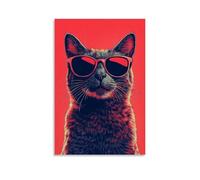 Cool Cat Waterproof Canvas Poster Wall Art HD UV Resistant Print Suitable for Living Rooms And Hallways And Makes A Great GiftUnframe-style16x24inch(40x60cm)