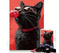 Cool Cat with Bubble Gum Jigsaw Puzzles 1000 Pieces for Adults Brain Exercise, Decompress, Family Game, Home Art (38x26cm)