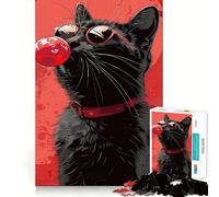 Cool Cat with Bubble Gum Jigsaw Puzzles 1000 Pieces for Adults Brain Exercise, Decompress, Family Game, Home Art (38x26cm)