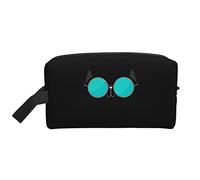 Cool Cat with Glasses Black Travel Toiletries Makeup Organizer Large Capacity Portable Cosmetic Bags for Women Girls