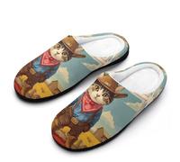 Cool Cat with Hat Men's Slippers Comfortable And Non-slip Cotton Slipper Shoe for House