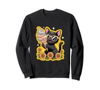 Cool Cat With Sunglasses Holding Ice Cream Among Sunflowers Sweatshirt