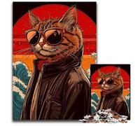 Cool Cat with SunglassesAdult Jigsaw Puzzles 1000 Pieces Jigsaw Puzzles Family Activity Brain Teaser Home Decor 1000 PCS(75x50cm)