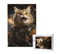 Cool Cats Astronaut Outer Space Fun Personalised 1000 Piece Wooden Jigsaw Puzzle For Adults, Custom Portrait Picture