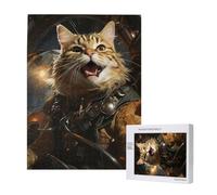 Cool Cats Astronaut Outer Space Fun Personalised 500 Piece Wooden Jigsaw Puzzle For Adults, Custom Portrait Picture