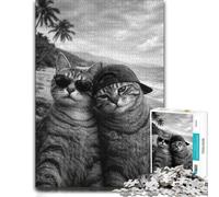 Cool Cats on A Beach Jigsaw Puzzle for Adults | For puzzle fans: Jigsaw Puzzle Gift: New Year gift for puzzle lovers, activity for family time.