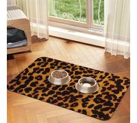 Cool Cheetah Leopard Dog Food Mats for Floors, 16x24 Inch Non-Slip Super Absorbent Pet Food Mat, Dishwasher Dog Mat for Food and Water, Cute Rubber Quick Dry Pet Feeding Mat for Dogs Puppy Cats