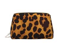 Cool Cheetah Leopard Makeup Bag for Women Cosmetic Bags Leather Travel Makeup Case Organizer Waterproof Make up Pouch Open Flat Toiletry Bag Portable Storage Pouch for Travelling, Gold, One Size