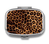 Cool Cheetah Leopard Pill Box 2 Compartment - Small Metal Medicine Organizer Portable Pill Case for Purse Pocket Travel Vitamin Organizer for Men Women, BPA-Free