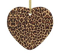 Cool Cheetah Leopard Printed decorative ornaments, ceramic heart-shaped ornaments, can be hung on Christmas trees and fireplaces
