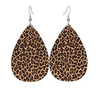 Cool Cheetah Leopard Printed Teardrop Pendant Leather Earrings | Lightweight and Versatile Earrings | Suitable for Daily Commute and Date Wear