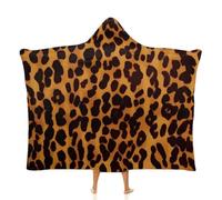 Cool Cheetah Leopard Wearable Blanket Hoodie for Women Men Oversized Fleece Blanket Sweatshirt Poncho-, White, 50"x60"