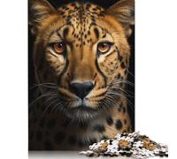 Cool Cheetah Portrait Puzzles 500 Piece Wooden Puzzle for Adults And Teenager Educational Game for Adult Teenagers 500pcs (52x38cm)