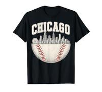 Cool Chicago Illinois Skyline Baseball Fan City Downtown T-Shirt