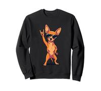 Cool Chihuahua Dog Rock Hand Sign Retro Punk Dog Graphic Sweatshirt