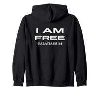 Cool Christian Teenager Design "I AM FREE" Zip Hoodie