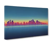 Cool City Skyline Architecture Canvas Print | Gallery Wrapped 30mm Frame Wall Art | 30x20 inches | Ready to Hang | Contemporary Cityscape Picture | Living Room Bedroom Lounge Office