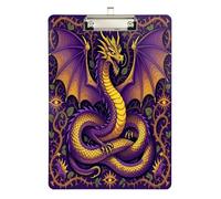 Cool clipboards Gothic Magic Dragon Gold Purple Waterproof for Teacher Nursing Size 9 x 12.5 Tabla para escribir con Clip