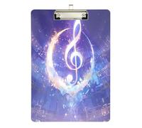Cool clipboards Moon and Music Notes Dreamy Purple Color Plastic for Football Softball Coaching Size 9 x 12.5 Tablas para escribir