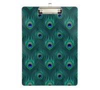 Cool clipboards Peacock Feather Pattern Cyan Plastic for 5th Grade Classroom Essentials for Teachers Size 9 x 12.5 Tabla para escribir