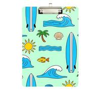 Cool clipboards Summer Beach Waves Hard Board for First Year Teacher Must Haves Size 9 x 12.5 Tabla para escribir con Clip