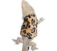 Cool Clothes Harness Leash for Real Lizard Bearded Dragon Harness Leash Set for Leopard Gecko Costume,Reptile Hoodies Apparel for Skin Protection Outdoor Walking (Leopard)