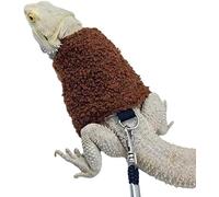 Cool Clothes Harness Leash for Real Lizard Bearded Dragon Harness Leash Set for Leopard Gecko Costume,Reptile Hoodies Apparel for Skin Protection Outdoor Walking (Brown)