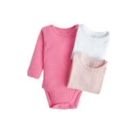 Cool Club Girl's 3-Pack Ribbed Long Sleeve Bodysuits with Bow in Pink | Size: 6-9 m Cool Club Pink 6-9 m