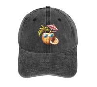 Cool Coconut Drink With Eyeglasses Baseball Cap for Men Women Adjustable Denim Cap Trucker Hat Charcoal-style