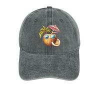 Cool Coconut Drink With Eyeglasses Baseball Cap for Men Women Adjustable Denim Cap Trucker Hat Gray-style