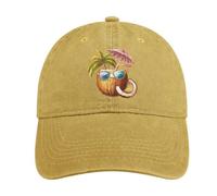 Cool Coconut Drink With Eyeglasses Baseball Cap for Men Women Adjustable Denim Cap Trucker Hat Sand Colour-style