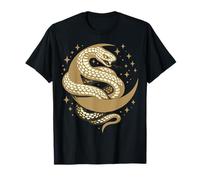 Cool Coiled Snake with Star & Moon Mystical Serpent Artwork T-Shirt