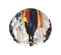 Cool colorful rock character Reusable shower cap - double-layer waterproof, elastic, environmentally friendly daily use shower cap