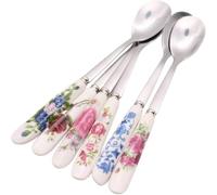 Cool Cook 6 Pack Stainless Steel Coffee Spoon Ceramic Handle Teaspoon Sugar Ice Cream Desert Spoon Stirring Soup Tableware