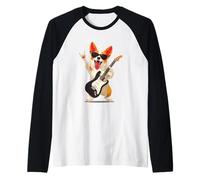 Cool Corgi Rock Music Dog Lover Funny Graphic Playful Trippy Raglan Baseball Tee