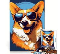 Cool Corgi Sunglasses Jigsaw Puzzles for Adults1000 Pieces Mindful Game, Fine Cut, Happy Challenge, Xmas Gift (50x75cm)