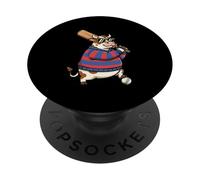 Cool Cow Playing Cricket In Striped Sweater PopSockets Adhesive PopGrip