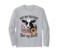 Cool Cow Sunglasses Not My Pasture Not My Bull Flowers Long Sleeve T-Shirt
