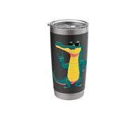 Cool Crocodile Funny Reptile Rock On Retro Style Design Stainless Steel Insulated Tumbler