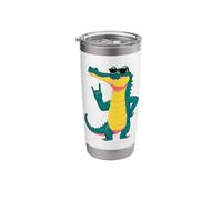 Cool Crocodile Funny Reptile Rock On Retro Style Design Stainless Steel Insulated Tumbler