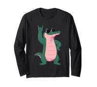 Cool Crocodile Rock On Funny Reptile Vintage Design Long Sleeve T-Shirt