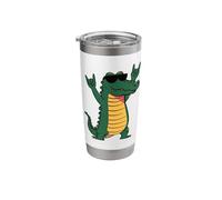 Cool Crocodile Rock On Retro Style Funny Reptile Design Stainless Steel Insulated Tumbler