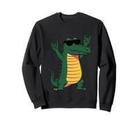 Cool Crocodile Rock On Retro Style Funny Reptile Design Sweatshirt